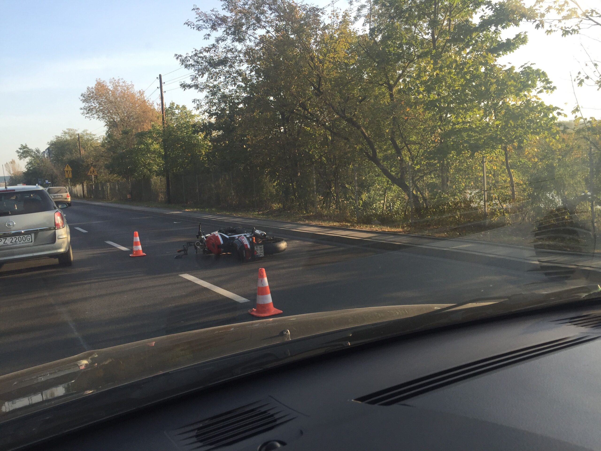 Droga Dębińska: Wypadek z udziałęm motocyklisty