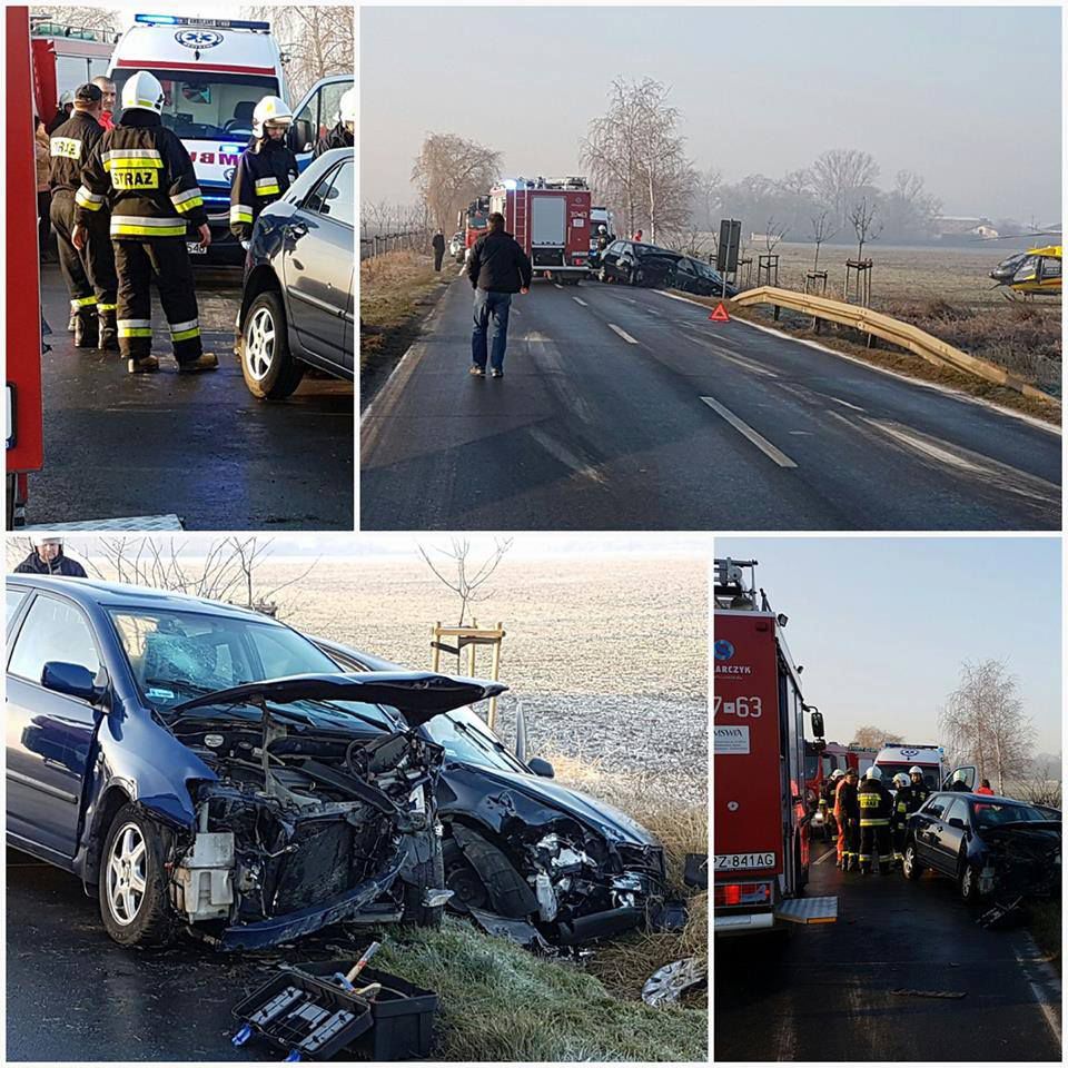 Wypadek na drodze dojazdowej do Poznania. Ranni zabrani śmigłowcem do szpitala. Utrudnienia! (AKTUALIZACJA)