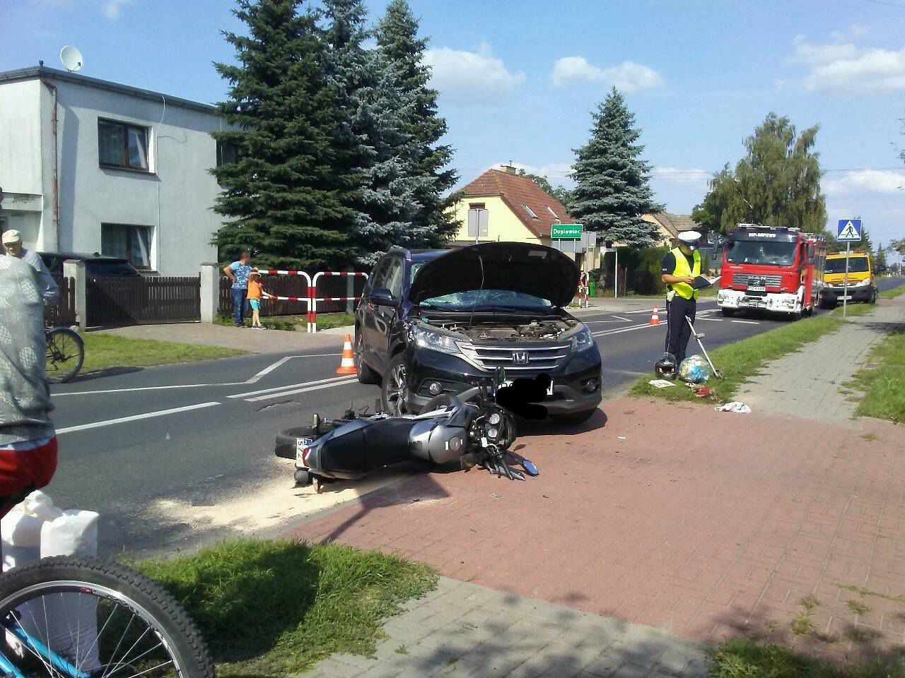 Wypadek motocyklisty w Dopiewie
