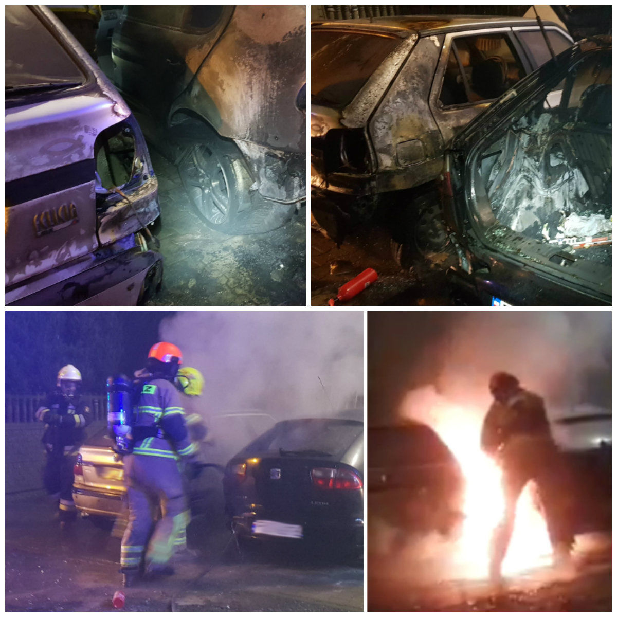 Nocny pożar samochodów w Luboniu. Policja podejrzewa, że było to podpalenie