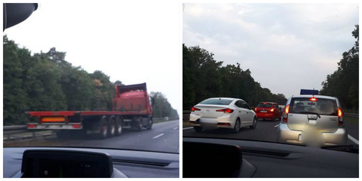 Ciężarówka uderzyła w bariery, duży korek na S11 w kierunku Poznania (Aktualizacja)