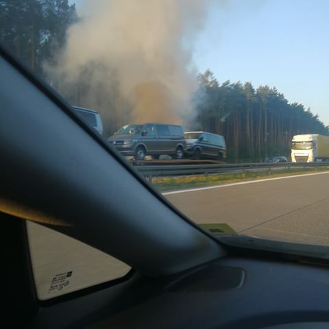 Pożar samochodu na A2