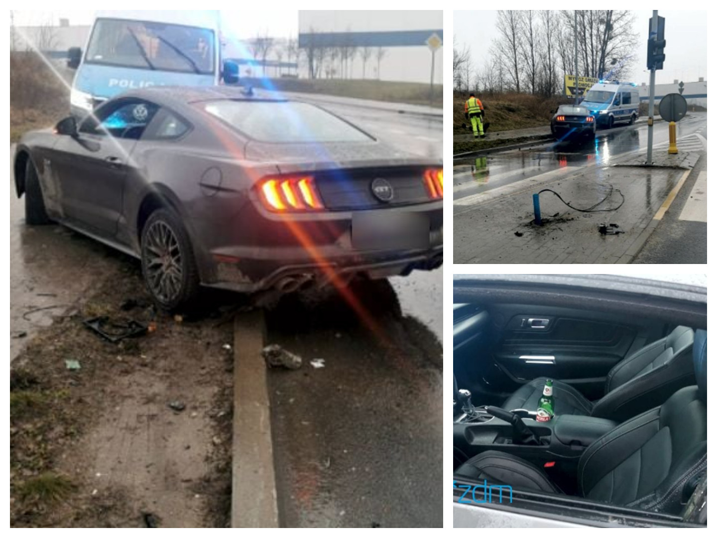 Kierowca stracił panowanie nad pojazdem i uderzył w sygnalizator świetlny – utrudnienia na ul. Bałtyckiej