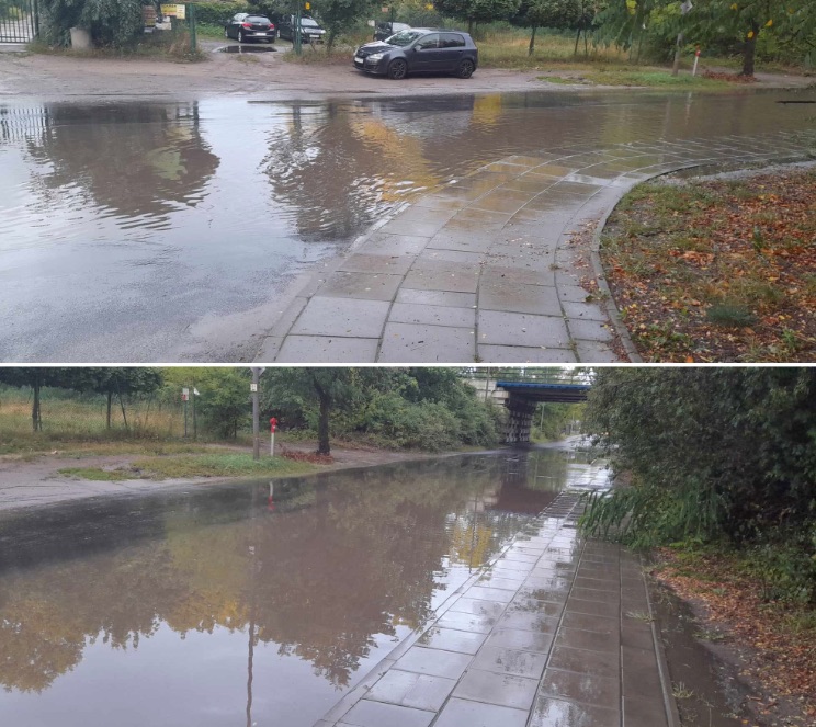 Wyremontowana ul. Kobylepole “pływa” po opadach deszczu. Mieszkańcy zaniepokojeni